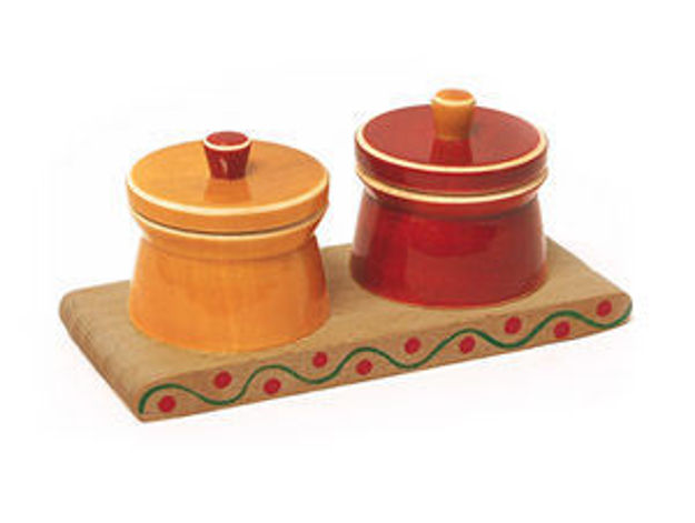 Picture of AUM – Haldi Kumkum Wooden Container Set