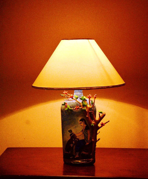 Picture of Bottle Lamp Hand Painted Radha Krishna