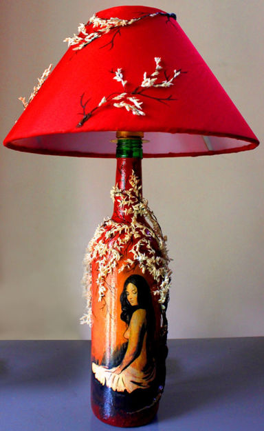 Picture of Bottle Lamp Hand Painted Solitude of Bliss