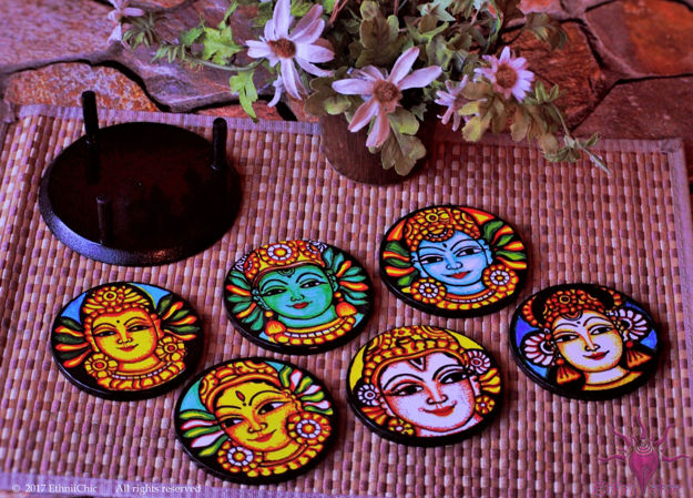 Picture of Tea Coasters - Kerala Mural (Set of 6)