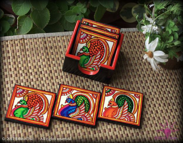 Picture of Tea Coasters - Tholu Peacock (Set of 6)