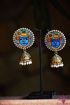 Picture of Earrings with hanging Jhumka - Mural Design (Handpainted Blue)