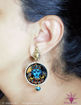 Picture of Earrings with Agate Beads - Mural Design (Handpainted Blue)