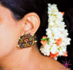 Picture of Earrings with Agate Beads - Mural Design (Handpainted Brown)