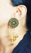 Picture of Earrings - Mandala Dangler Design (Handpainted Gold & Black)