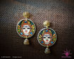 Picture of Earring with Hanging Jhumka - Mural Design (Handpainted Peach)