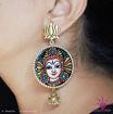 Picture of Earring with Hanging Jhumka - Mural Design (Handpainted Peach)