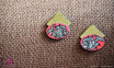 Picture of Earring Studs - Madhubani Fish Design (Handpainted Pink & Gold)
