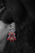 Picture of Earring Studs with Red Agate Beads - Thaiyam Design (Handpainted Red)
