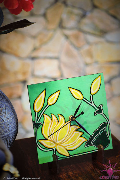 Picture of Handpainted Lotus Table Clock