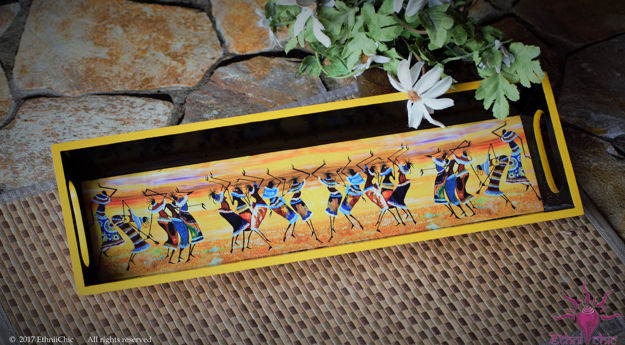 Picture of Wooden Serving Tray - African Dance (Narrow)
