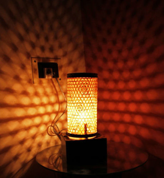 Picture of Table Lamp Bamboo Checkers