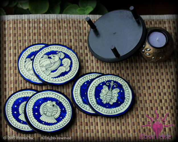 Picture of Tea Coasters - Round Tholu Designs (Set of 6)