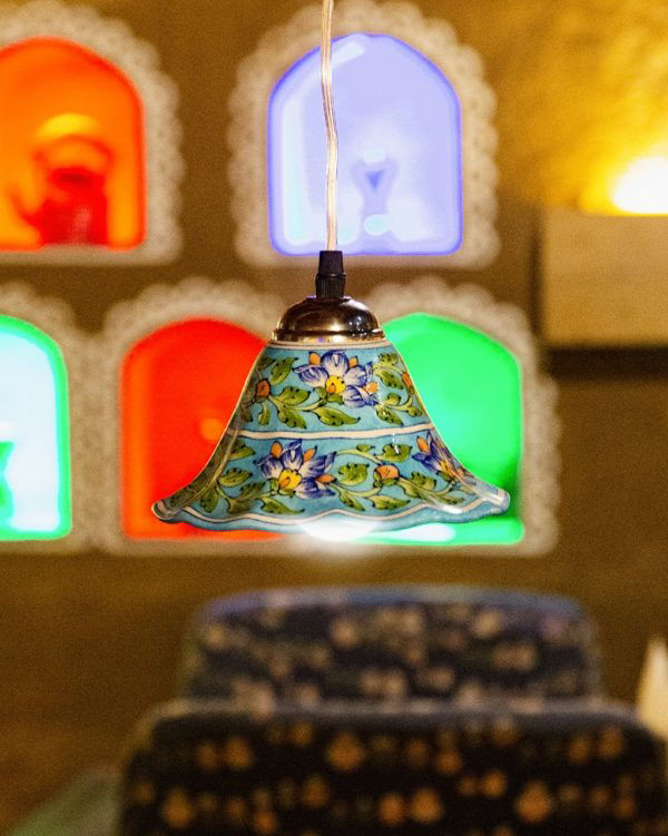 Turquoise Floral Lamp
