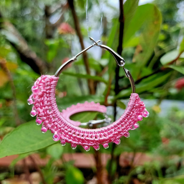 Picture of Pink Crochet Beads Earring