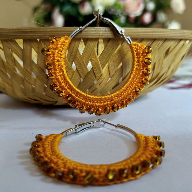 Picture of Yellow Crochet beads Earring