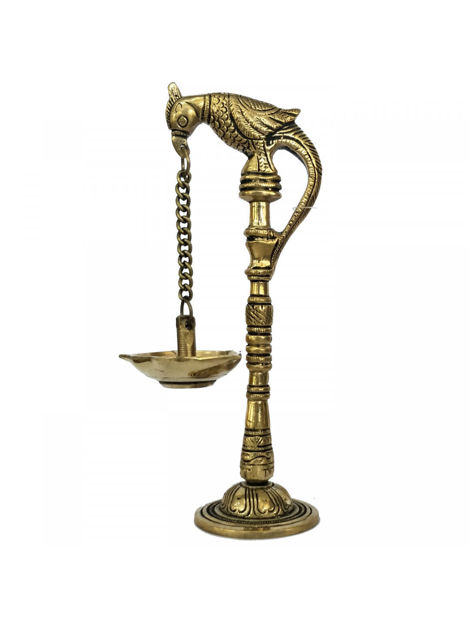 Picture of Brass Parrot Diya Statue