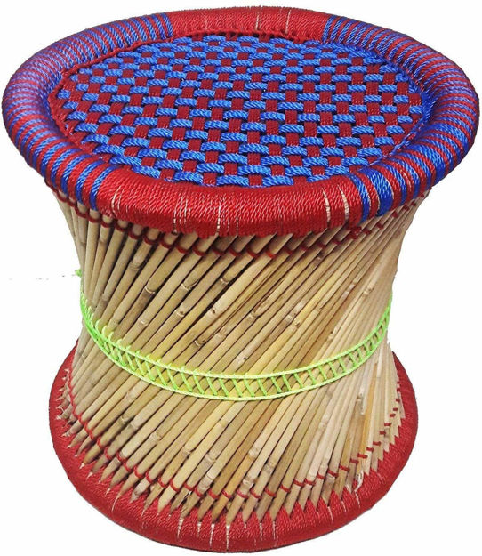Picture of Bamboo Blue & Red Mudda Rajasthani Chair