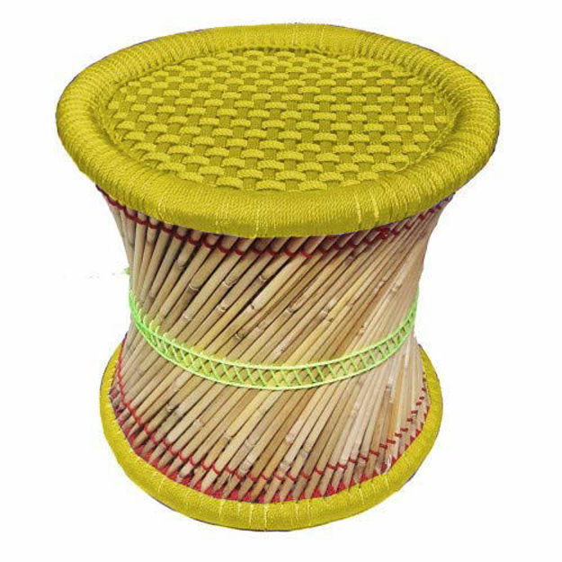 Picture of Bamboo Yellow Mudda Rajasthani Chair