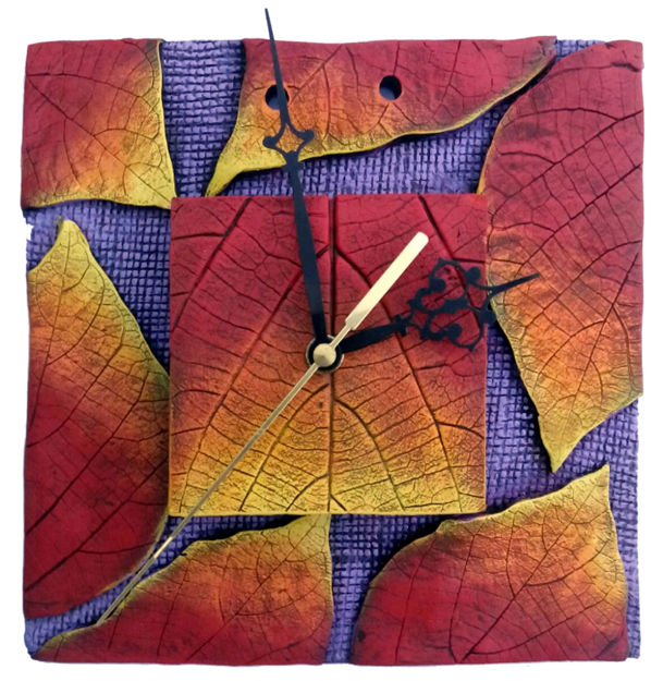 Picture of Terracotta Wall Clock (Autumn Leaves)