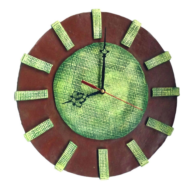 Picture of Terracotta Wall Clock (Green Hand)