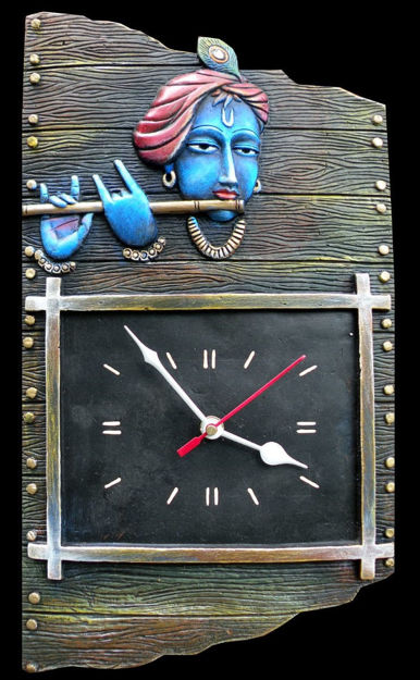 Picture of Krishna Flute Terracotta Wall Clock