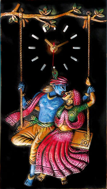 Picture of Terracotta Wall Clock (Radha Krishna)