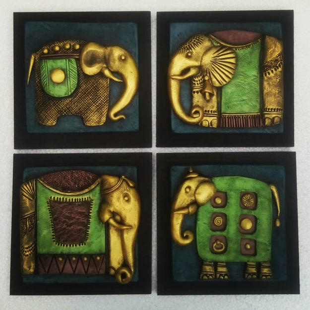 Picture of Terracotta Elephant Wall Decor (Set of 4)