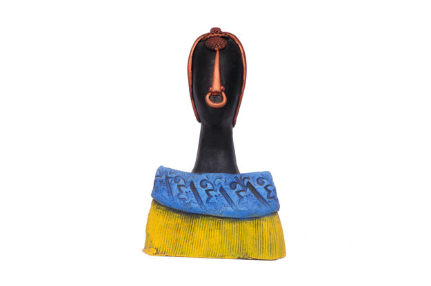Picture of Terracotta Doll with Blue Yellow Dress