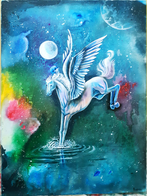 Picture of Flying Horse Acrylic Painting
