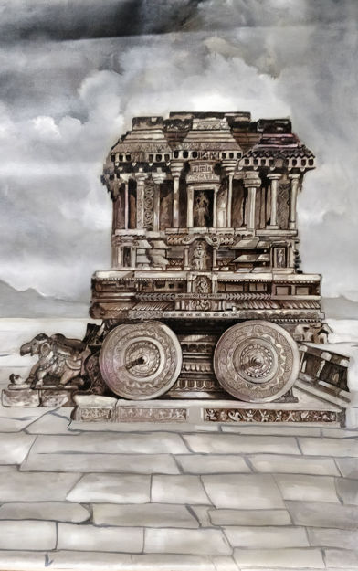 Picture of Hampi Chariot Acrylic with Oil Finish Painting