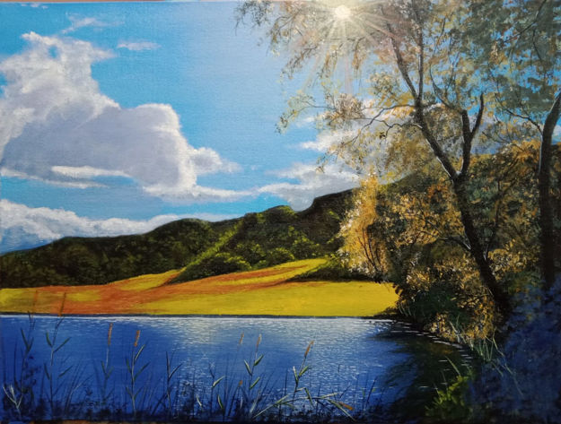 Picture of Lake in the Woods Acrylic Painting