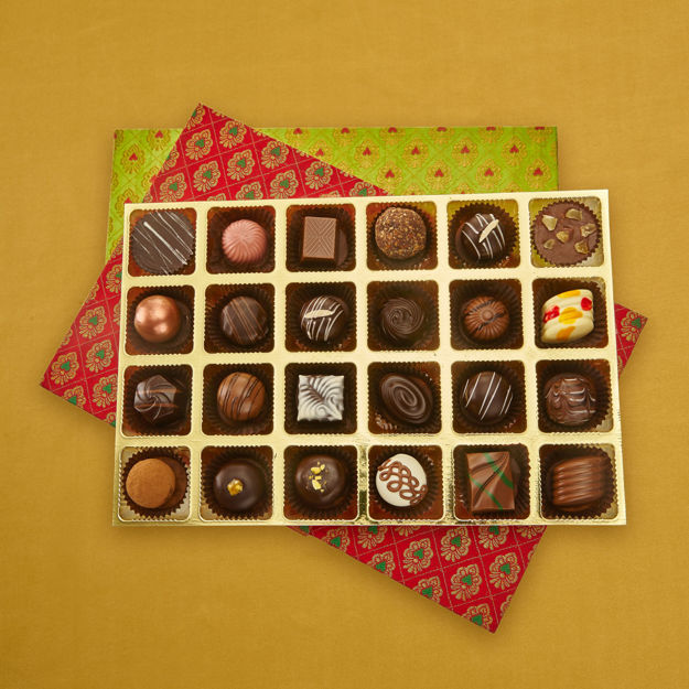 Picture of Designer Brocade Box  of 24 with Assorted Chocolate Truffles