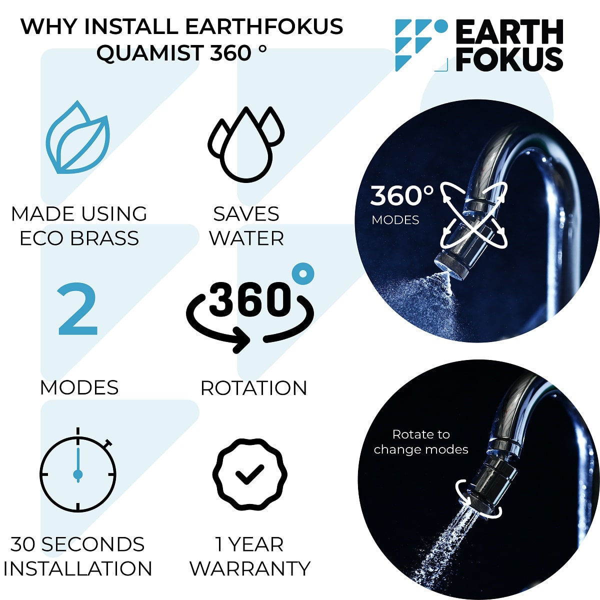 Quamist Dual Mode with 360° Rotation Water Saving Nozzle