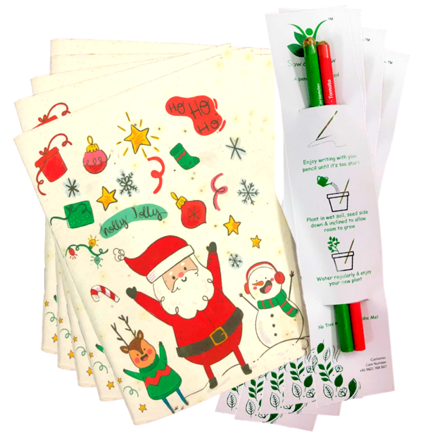 Picture of Christmas Theme 3 Diary & 2 Plantable Pencils Combo (Pack of 5)