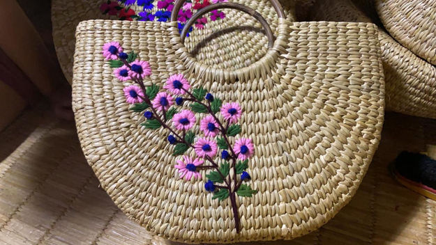 Picture of Handwoven Purse with Purple Flower Embroidery