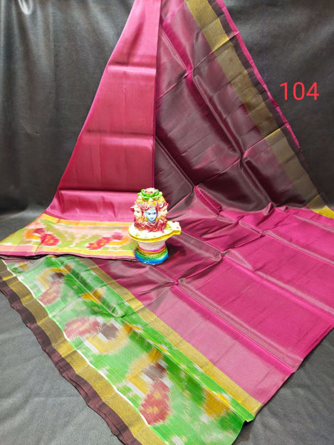 Deep Green With Magenta Pochampally Border Uppada Silk Pattu - Etsy Finland