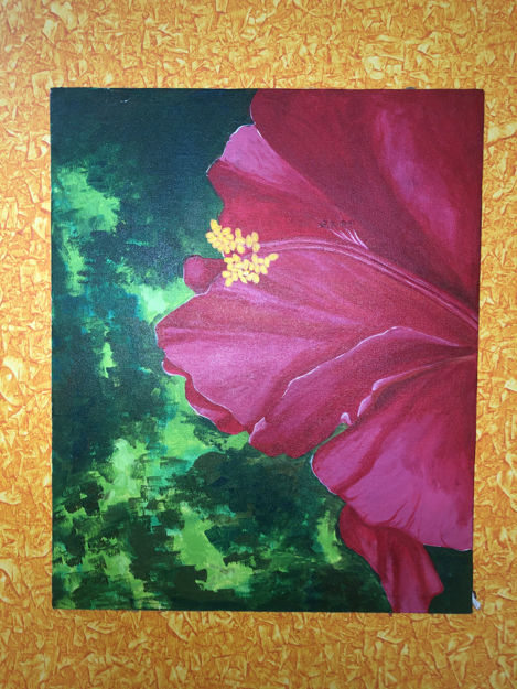 Picture of Pink Hibiscus Acrylic Painting without Frame