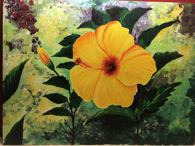 Picture of The Sunshine Hibiscus Acrylic Painting without frame