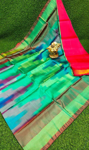 Picture of Uppada Soft Silk with ikkath Design Sarees