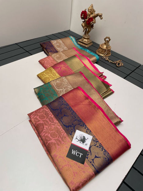 Picture of Soft Kanjivaram Style Fancy Pattu Saree (Available in 5 colors)