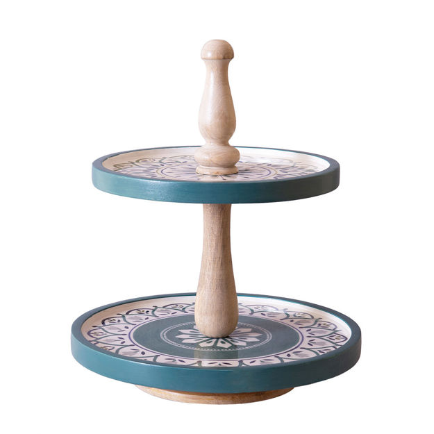 Picture of Hand painted Wooden 2 tier Cake Stand