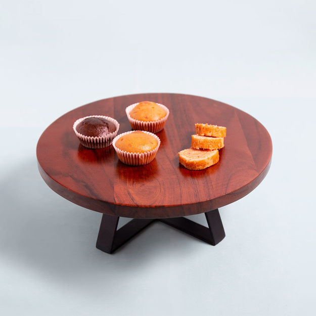 Picture of Wooden Cake Stand With Metal Base